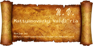 Mattyasovszky Valéria névjegykártya